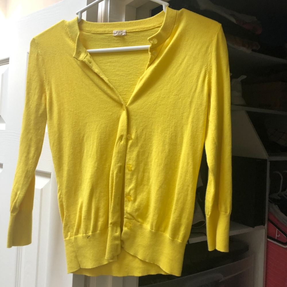 J. Crew 3/4 sleeve cropped yellow sweater